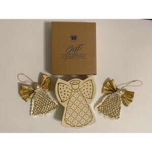 Vintage AVON Angel Christmas Crochet Ornaments Set Of Two Decorations With Box